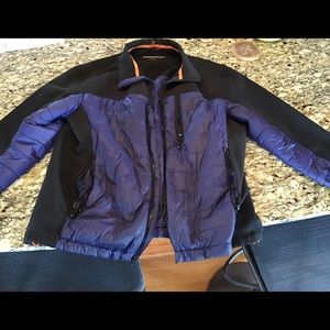 Hawke & Co Puffer jacket. Mens Size Large.  Dark blue/ black with orange accents